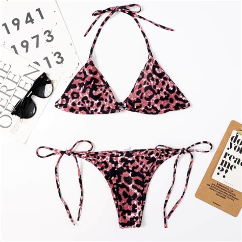 Sexy Bikini Woman Leopard Bandage Swimsuit Women Swmwear Micro Bikini Set Thong Bathing Suit