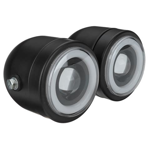 V Hi LO Beam Black Twin Headlight Motorcycle Double Dual Lamp Street Angel Eyes Fighter Naked