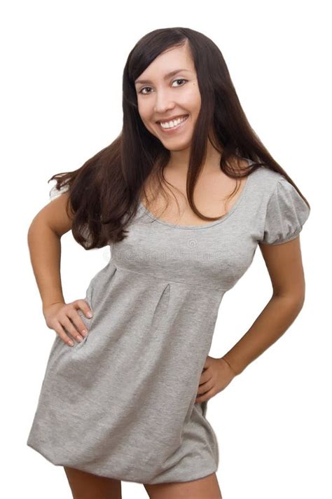 Smiling Brunette Bending Forward Stock Image Image Of Elegance