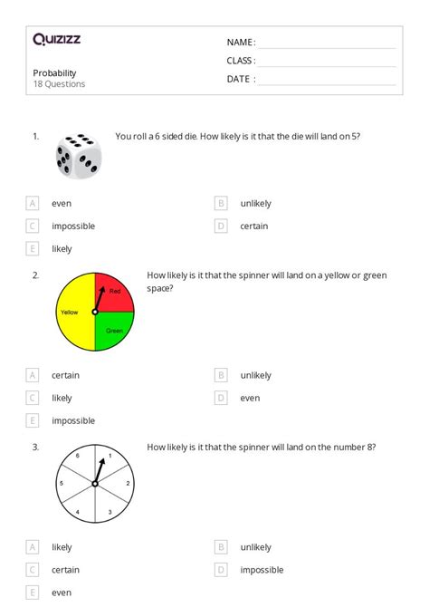 Probability Worksheets For Th Class On Quizizz Free Printable