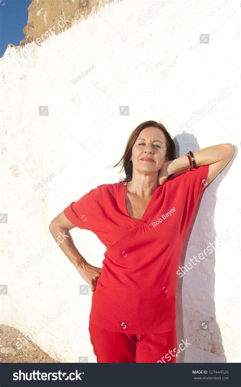 Portrait Sexy Mature Woman Wearing Red Stock Photo Shutterstock