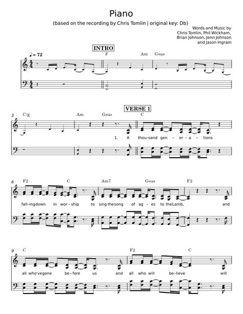 Holy Forever Chris Tomlin Sheet Music For Synthesizer Mixed Duet