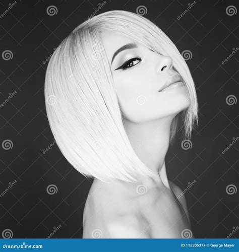 Lovely Asian Woman With Blonde Short Hair Stock Image Image Of