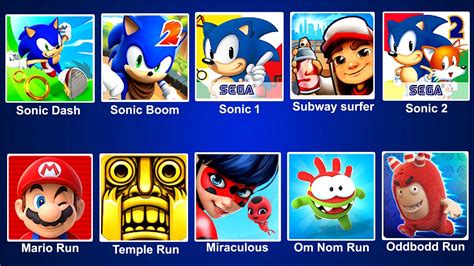 Sonic Boom Sonic Dash Tepmle Run Odd Bods Turbo Run Om Nom Run Tom