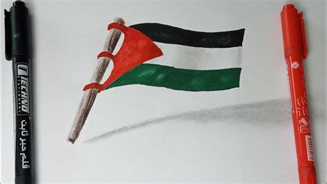 رسم علم فلسطين رسم عن فلسطين سهل جدا رسم سهل رسم معبر عن فلسطين