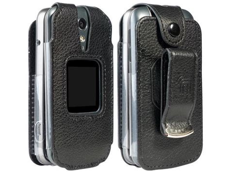 Case For Jitterbug Flip2 Nakedcellphone Black Vegan Leather Form Fit