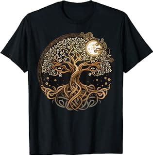 Viking Knotwork Yggdrasil On Celtic Nordic Moon Tree Of Life T Shirt