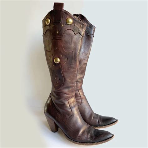 Stiefel Navyboot Gr Braun Cowboy Style Mit Nieten Kaufen Auf Ricardo