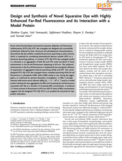 PDF Design And Synthesis Of Novel Squaraine Dye With Highly Enhanced