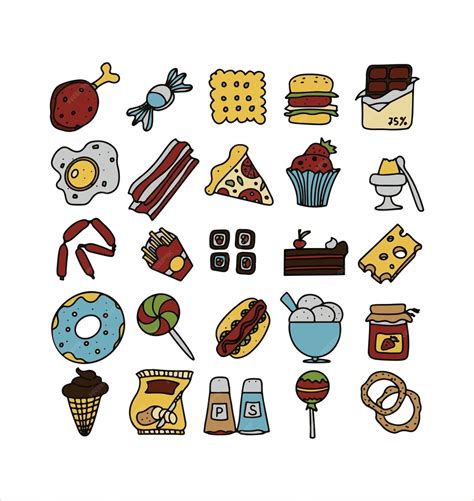 Premium Vector Doodle Food Set Of Fastfood Products A Big Set Of