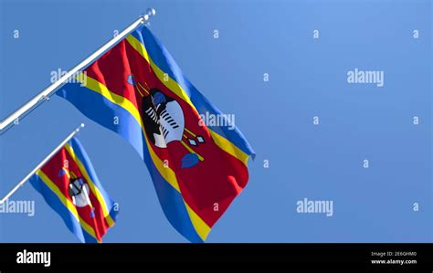 3d Rendering Of The National Flag Of Swaziland Waving In The Wind Stock