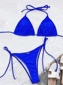 SHEIN Swim Vcay Halter Triangle Tie Side Bikini Swimsuit SHEIN USA