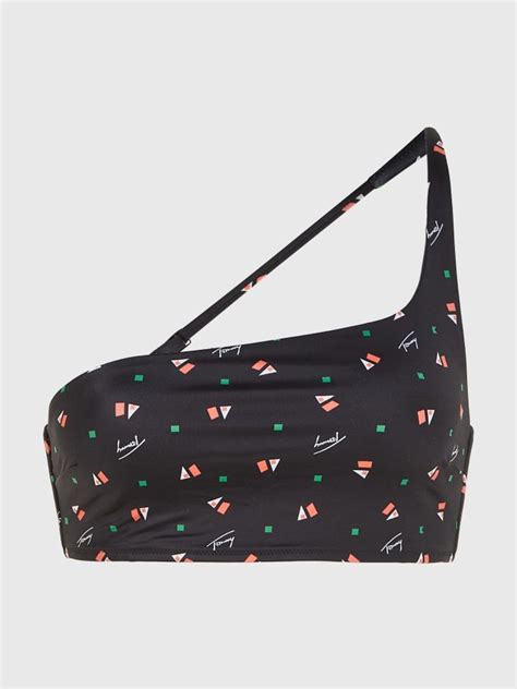 Signature Print Asymmetrical Bikini Bandeau Tommy Hilfiger