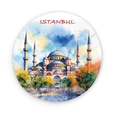 istanbul metal  magnet watercolor based art turkey magnets