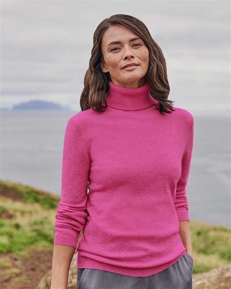 Pink Flambe Cashmere Merino Fitted Polo Neck Knitted Jumper