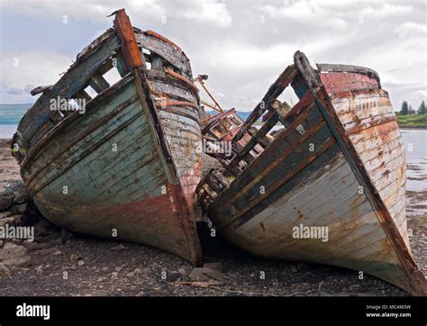 Fishing Boat Wrecks At Salen Isle Of Mull Stock Photo Alamy