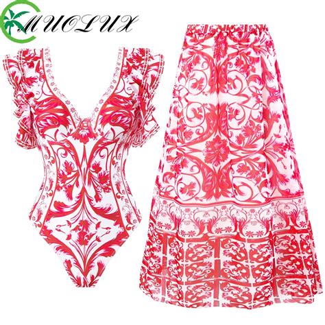 MUOLUX One Piece Women Swimwear Bikini Set Swimsuit Fashion Ruffle Bikinis Luxury Desigen