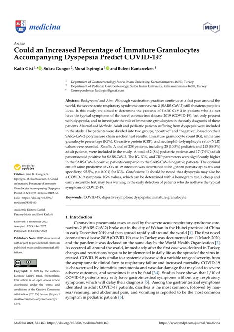 (PDF) Could an Increased Percentage of Immature Granulocytes ...