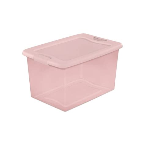 Sterilite 64 Qt Clear Plastic Latching Box Pink Latches With Pink Lid