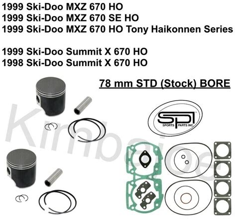 1998 1999 Ski Doo 670 HO MXZ Summit X 78 Mm STD BORE SPI Piston Kits