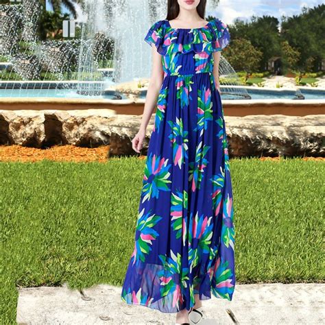 Plus Size Sunflower Dress Printed Colour Ruffled Classy Maxi Dress Plus