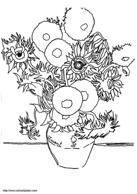 Girassóis De Van Gogh Para Colorir - Desenhos De Girassois De Van Gogh Para Colorir