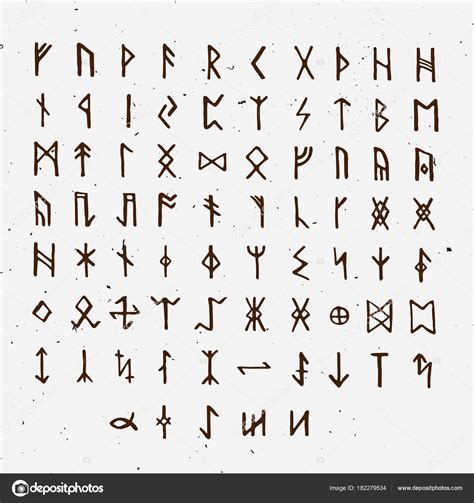 Set Of Old Norse Scandinavian Runes Runic Alphabet Futhark Ancient