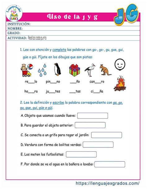 Reglas Del Uso De La G Y J Ejemplos Y Ejercicios