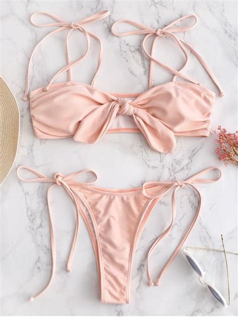 24 OFF 2021 Ensemble De Bikini String Noué En Avant Dans Chewing Gum