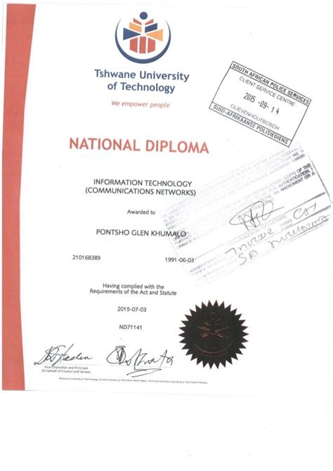 National Diploma Certificate