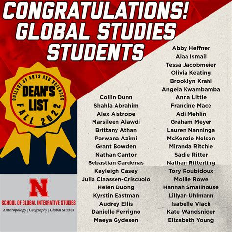 Congrats Glst Deans List Students Announce University Of Nebraska