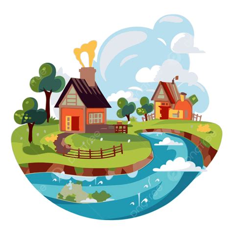 pedesaan clipart ilustrasi sebuah peternakan  kartun air vektor