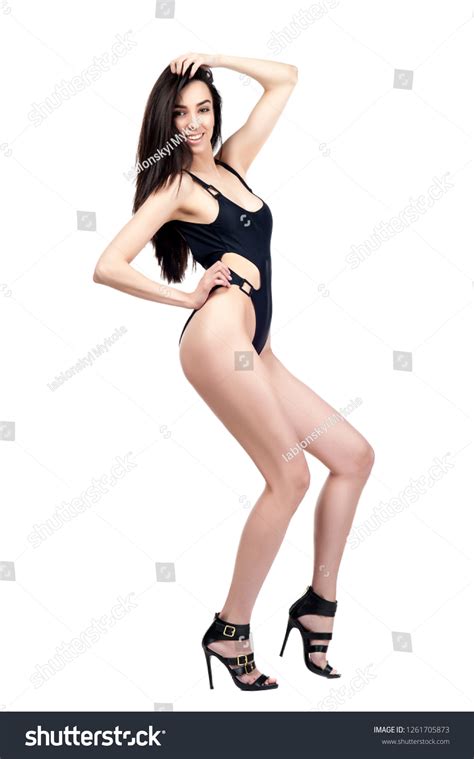 Beautiful Sexy Brunette Girl Swimsuit On Stock Photo Shutterstock