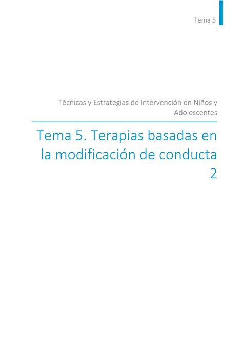 SOLUTION Terapias Basadas En La Modificaci N De Conducta Studypool