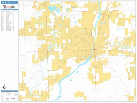 Joliet Illinois Wall Map Basic Style By Marketmaps