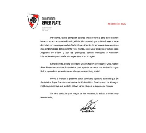 Carta De Jorge Brito Al Arzobispo De Milán Por Sus Críticas Al Club