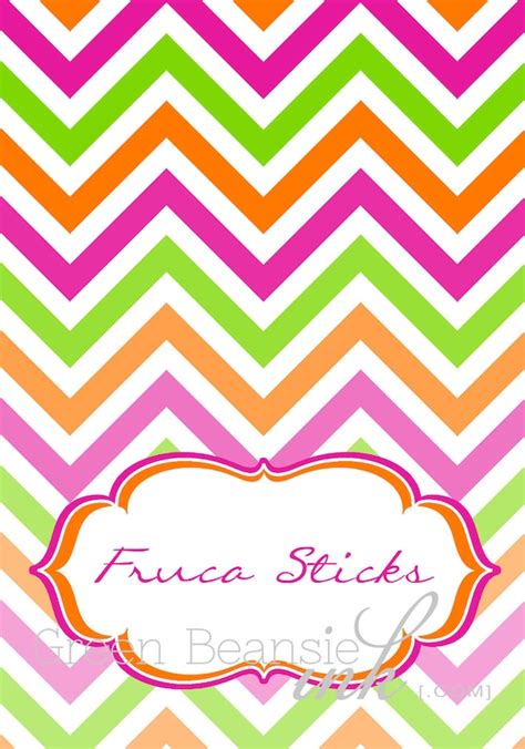 Items Similar To Colorful Chevron Printable Food Labels On Etsy