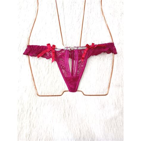 Kit Calcinhas Lingerie Semiaberta De Fio Dental Detalhes De Strass Shopee Brasil