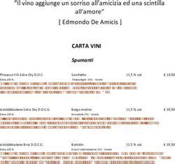 CARTA VINI Il Vino Aggiunge Un Sorriso All Amicizia Ed Una Scintilla