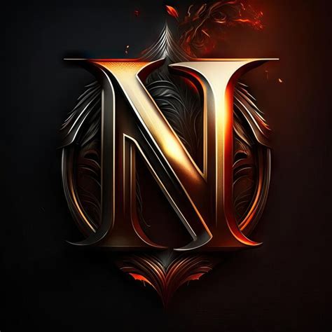 Logotipo De La Letra N En Dorado Foto Premium