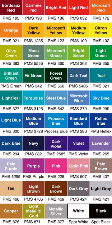 Graphics Pms Color Chart Color Names Chart Pantone Color Chart