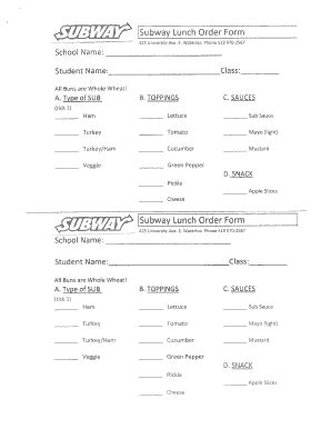 Sandwich Order Form Template Hot Sex Picture