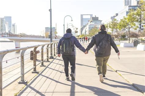 Tourist Gay Couple Exploring Puerto Madero Buenos Aires Stock Photo Image Of Male Lgbt