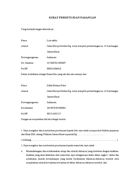 Surat Persetujuan Pasangan Pdf