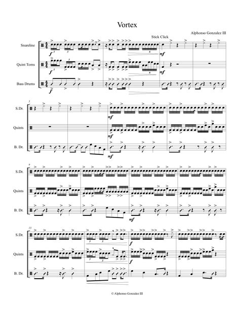 Vortex Drumline Cadence By Alphonso Gonzalez Iii Sheet Music For
