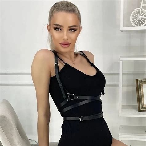 Leather Bondage Lingerie Garter Tights Leather Bra Harness Punk Clothes Women Bra Aliexpress