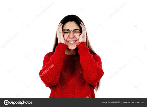 Brunette Girl Glasses Isolated White Background Stock Photo By Gelpi