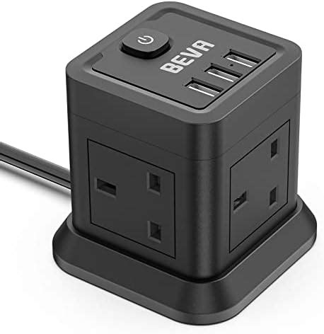 Extension Lead Cube 3M With USB Slots BEVA 4 Way Extension Socket With