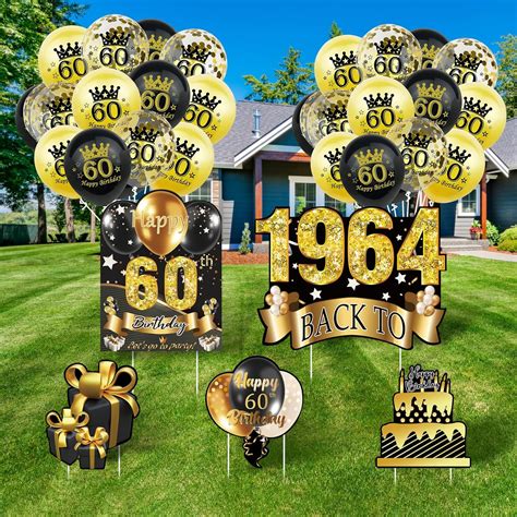 5pcs 60th Birthday Yard Sign 16 Large Happy Birthday 60th Decorations For Men Women Birthday