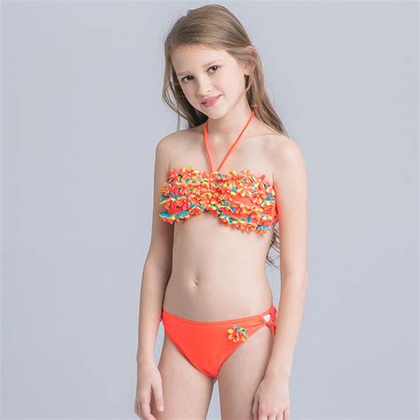 Handmade Floral Bikini Mädchen Zweiteilige Kinder Bademode 2017 Kinder